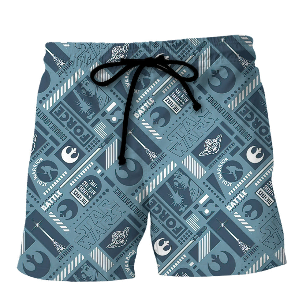 Starwars Shorts the Force Is Strong with This One Beach Shorts Blue