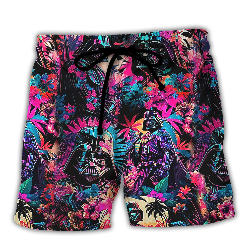 Starwars Shorts Starwars Darth Vader Tropical Flora Pattern Beach Shorts Colorful