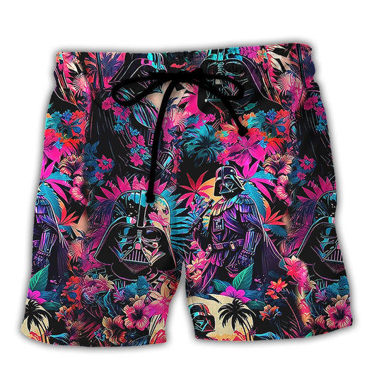 Starwars Shorts Starwars Darth Vader Tropical Flora Pattern Beach Shorts Colorful