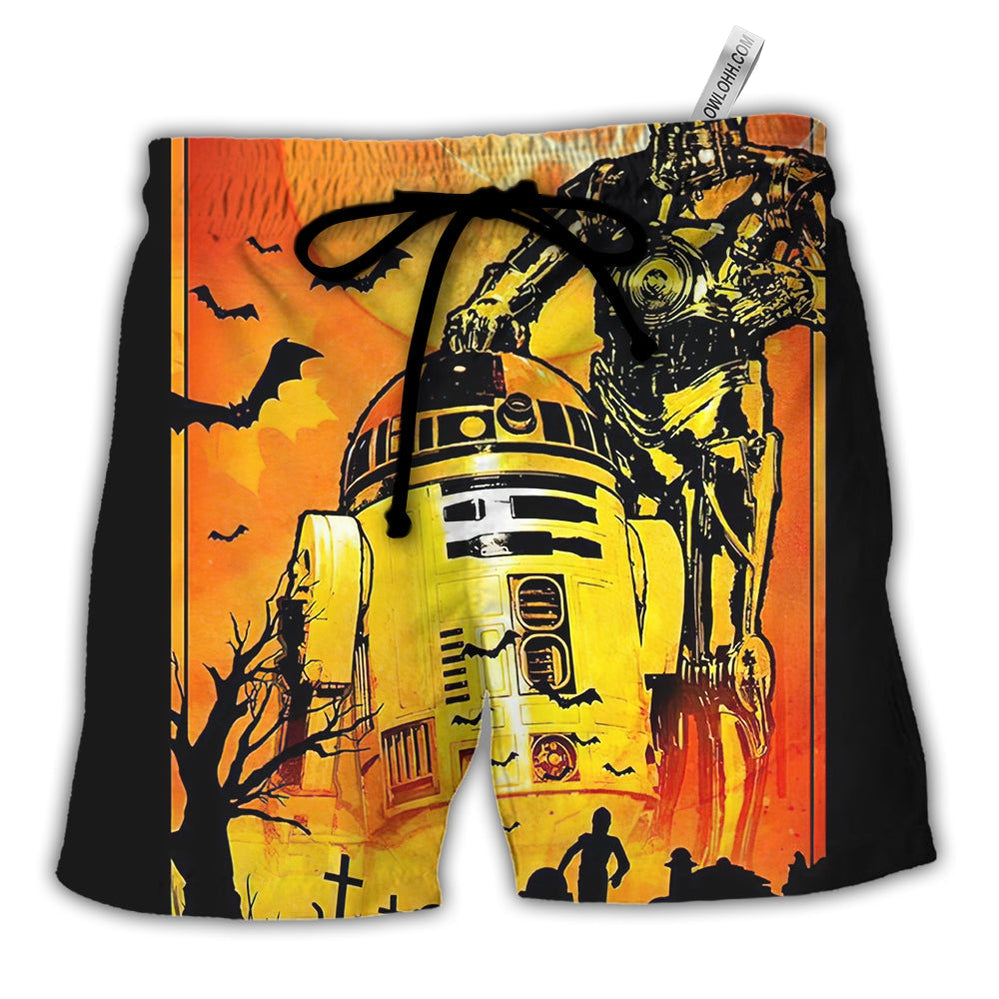Starwars Shorts Starwars Halloween R2-D2 and C-3Po Beach Shorts Orange
