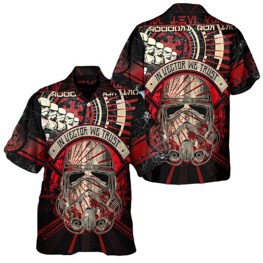NoClaws Star Wars Hawaii Shirt Stormtrooper In Vector We Trust Hawaiian Shirt Black Red Unisex