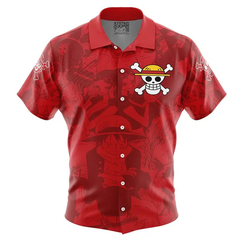 Straw Hat Pirates One Piece Button Up Hawaiian Shirt