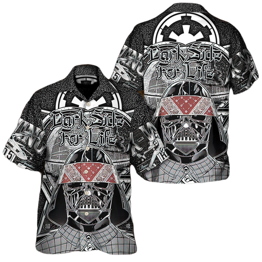 NoClaws Star Wars Hawaii Shirt Samurai Darth Vader Dark Side For Life Hawaiian Shirt Black Unisex