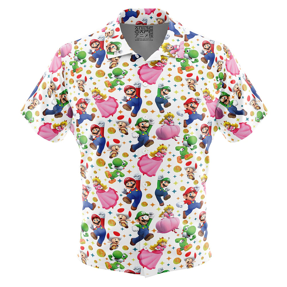 Super Mario Bros Button Up Hawaiian Shirt