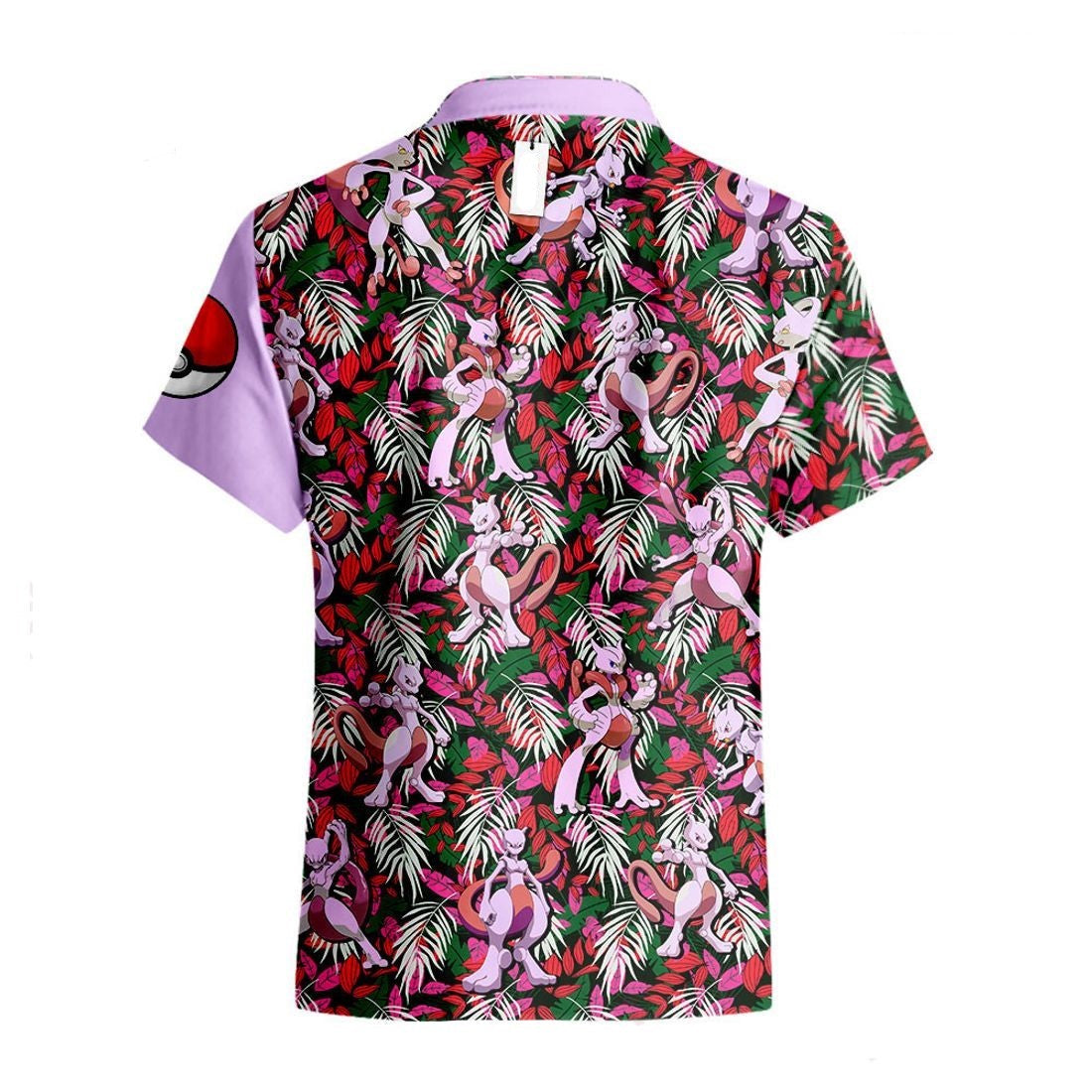 NoClaws Pokemon Hawaii Shirt Pokemon Mewtwo Tropical Forest Pattern Aloha Shirt Pink Unisex