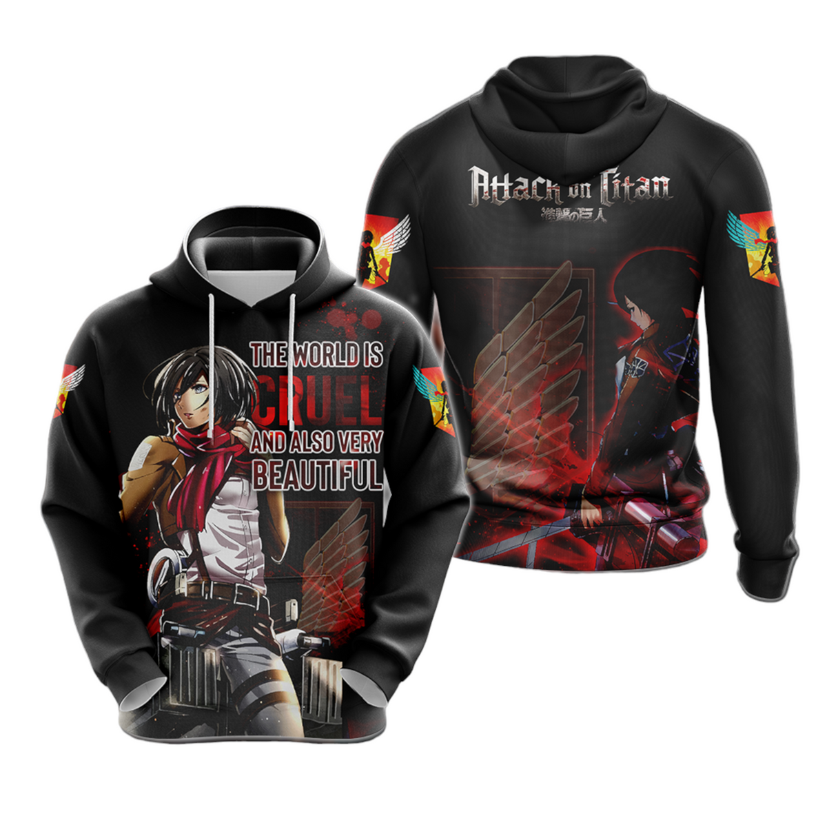 Attack On Titan Hoodie The World Is Cruel And Also Very Beautiful Hoodie Black Unisex