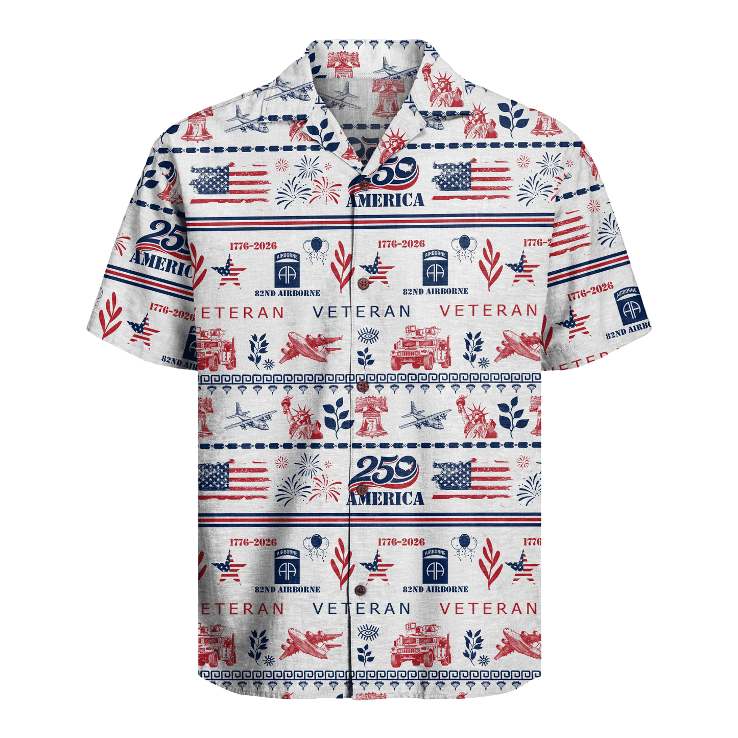 US Army 82nd Airborne - America 250th Veteran Hawaiian Shirt