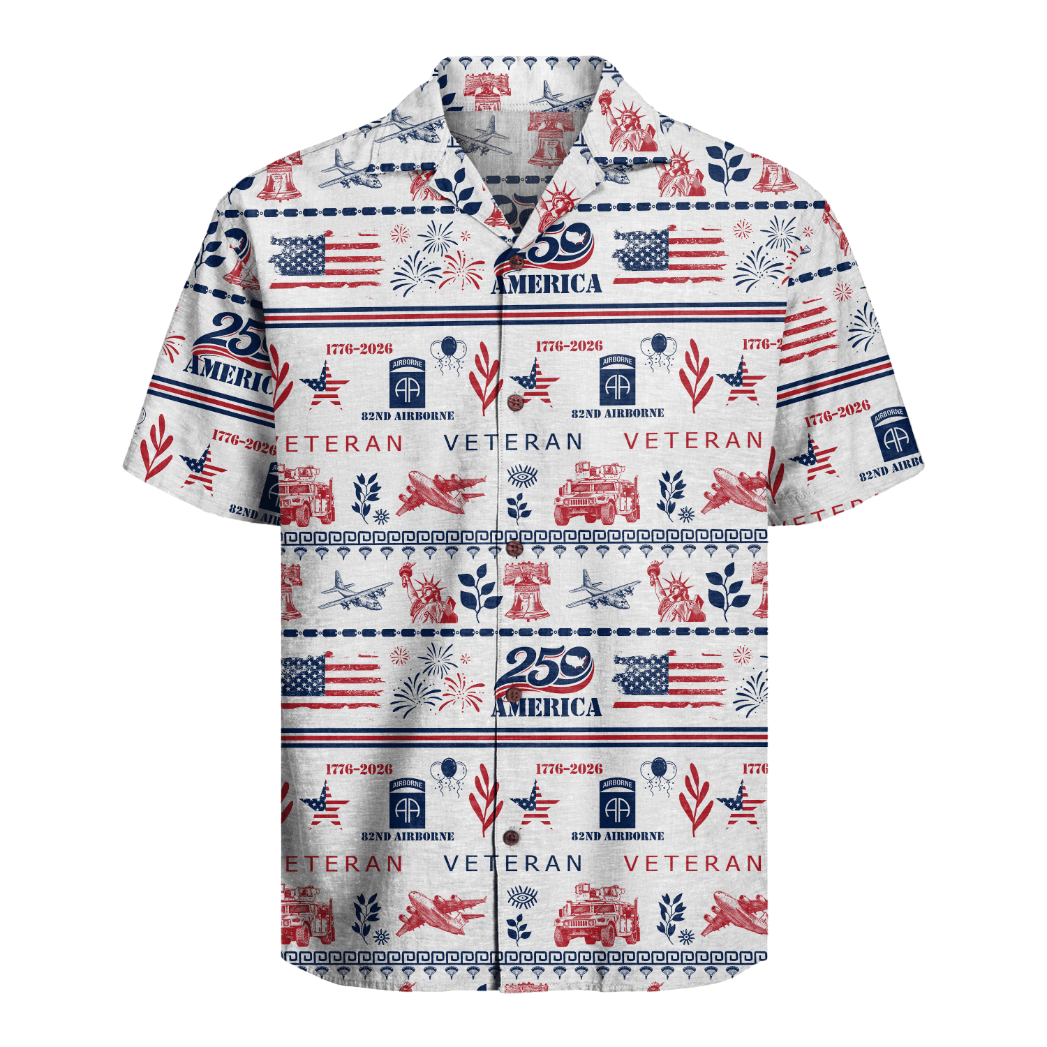 US Army 82nd Airborne - America 250th Veteran Hawaiian Shirt