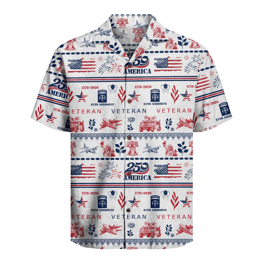 US Army 82nd Airborne - America 250th Veteran Hawaiian Shirt