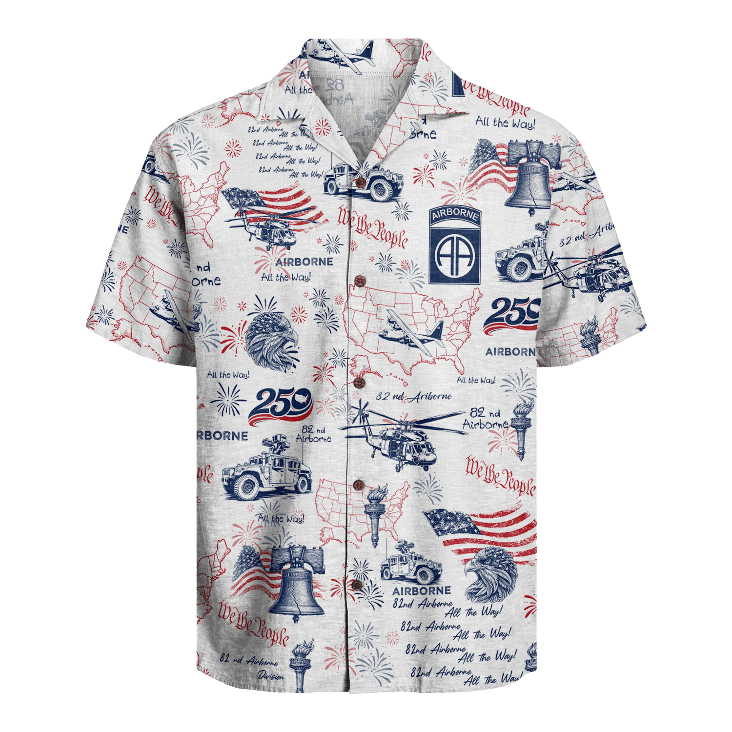 US Army 82nd Airborne - America 250th Veteran Hawaiian Shirt