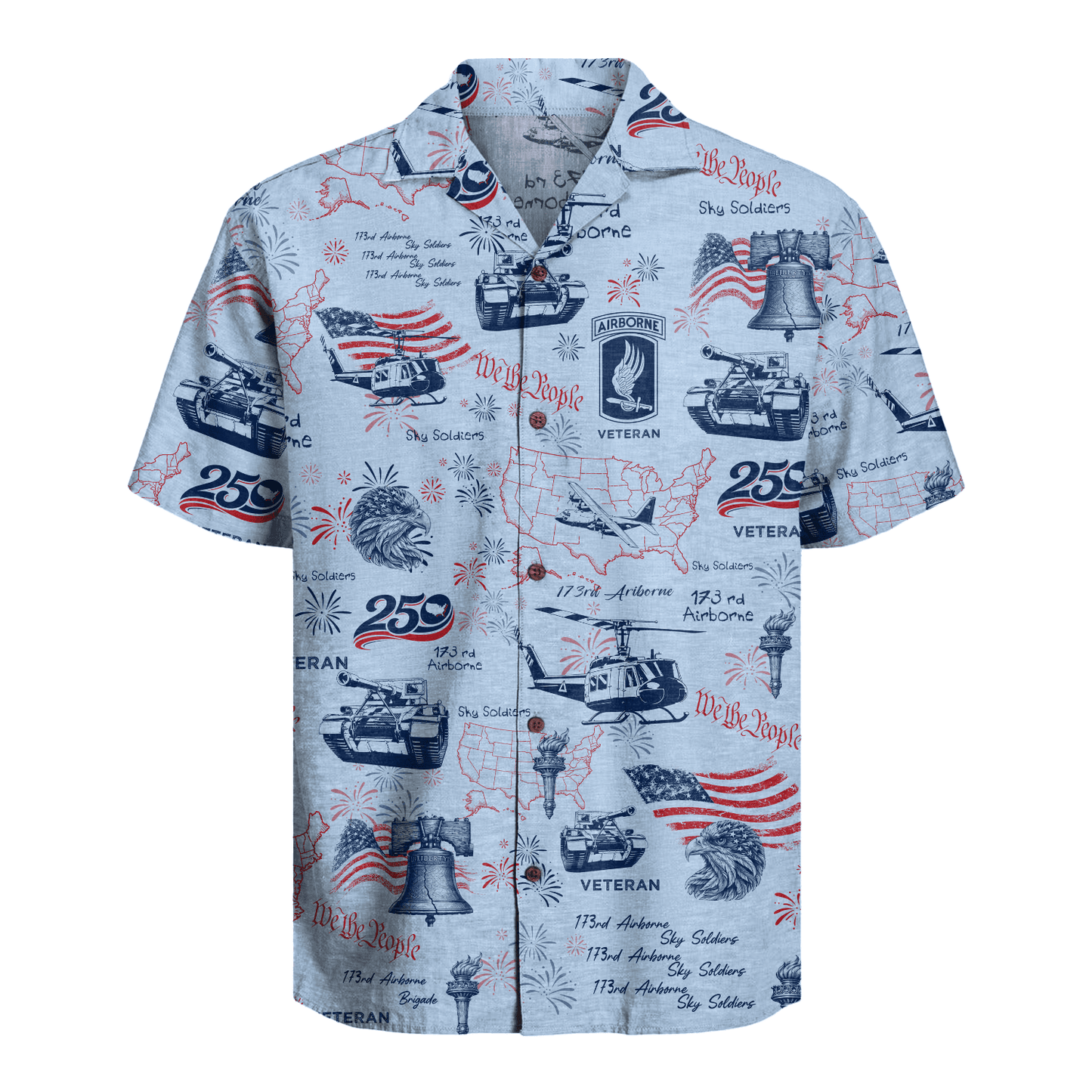 US Army 173rd Airborne - America 250th Veteran Hawaiian Shirt