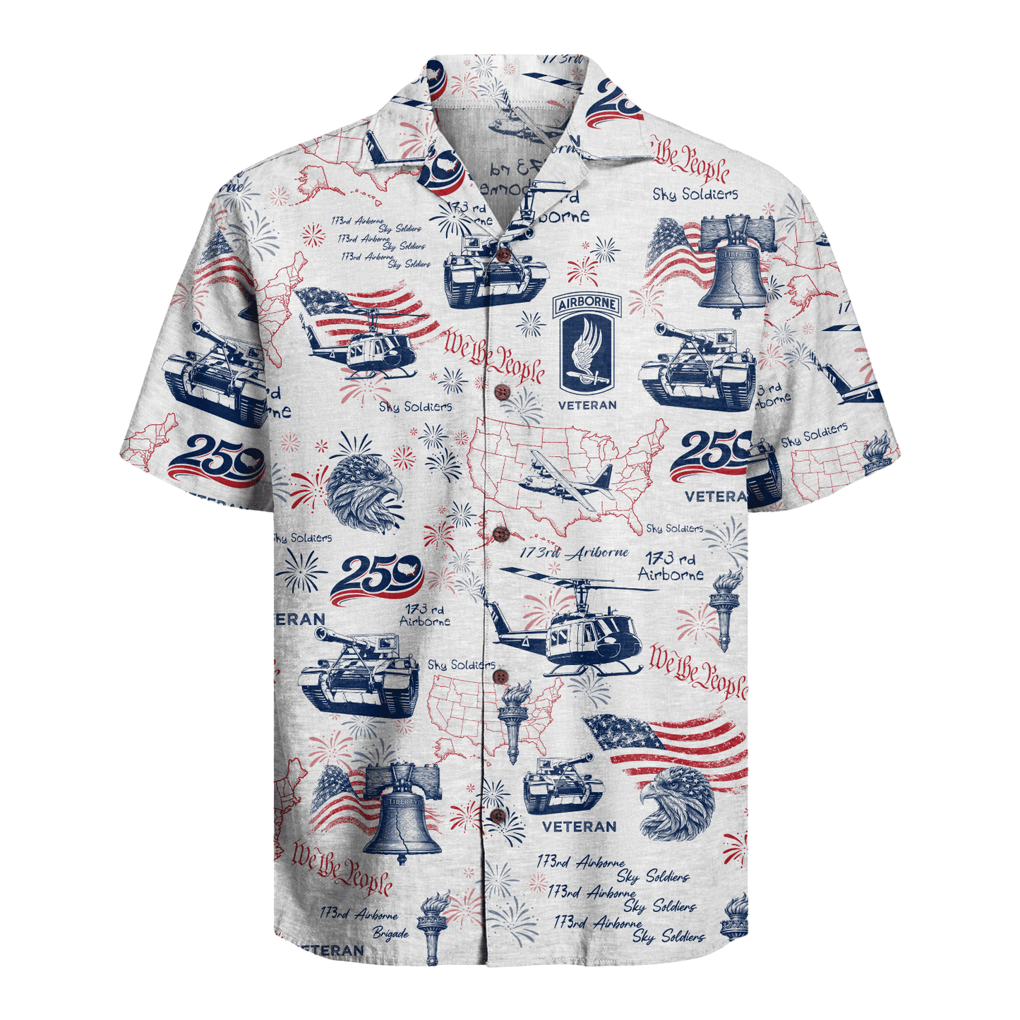US Army 173rd Airborne - America 250th Veteran Hawaiian Shirt