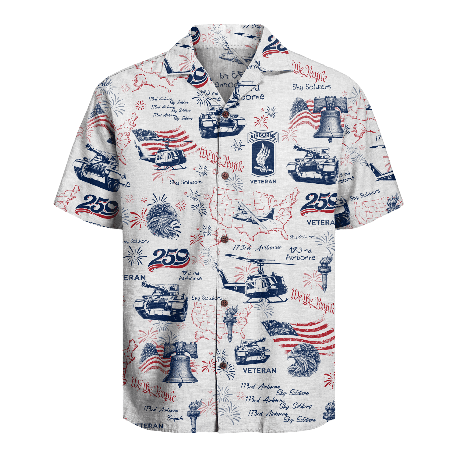 US Army 173rd Airborne - America 250th Veteran Hawaiian Shirt