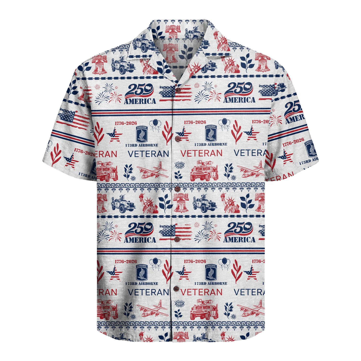US Army 173rd Airborne - America 250th Veteran Hawaiian Shirt