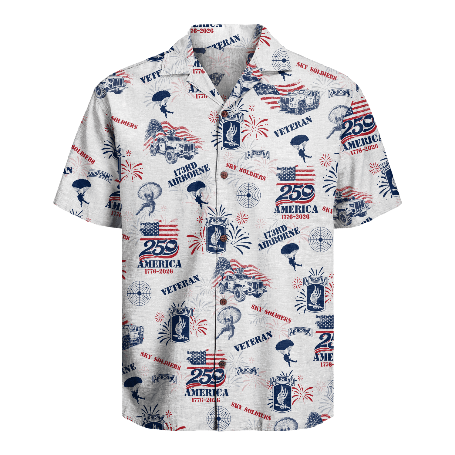 US Army 173rd Airborne - America 250th Veteran Hawaiian Shirt