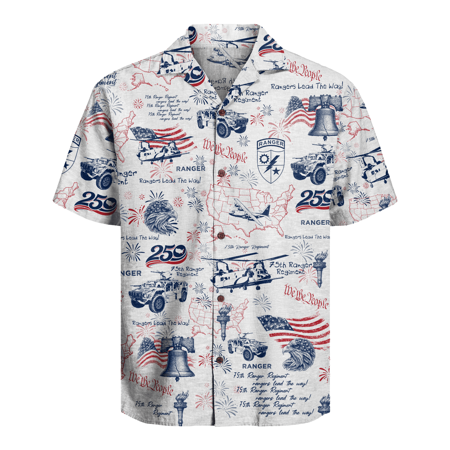 US Army 75th Ranger - America 250th Hawaiian Shirt