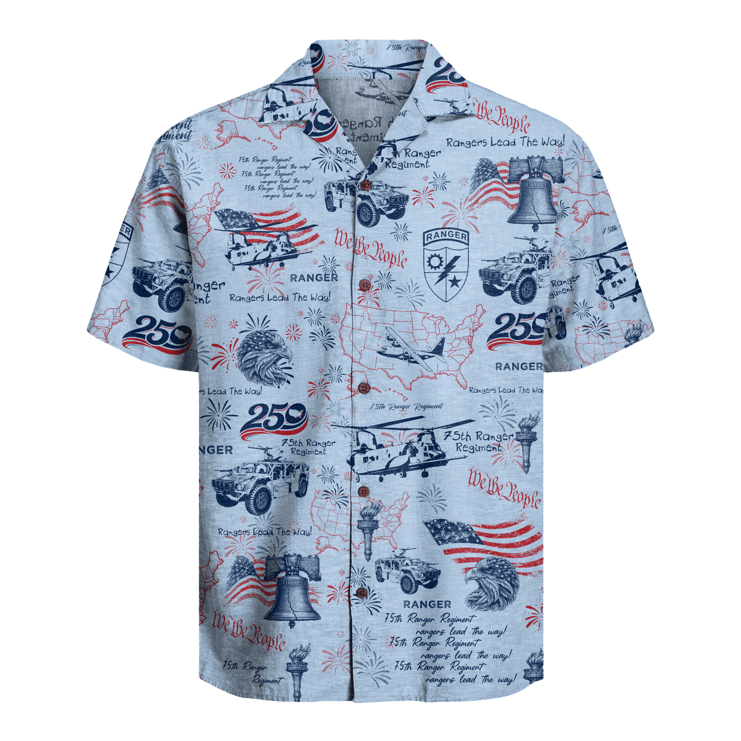US Army 75th Ranger - America 250th Hawaiian Shirt