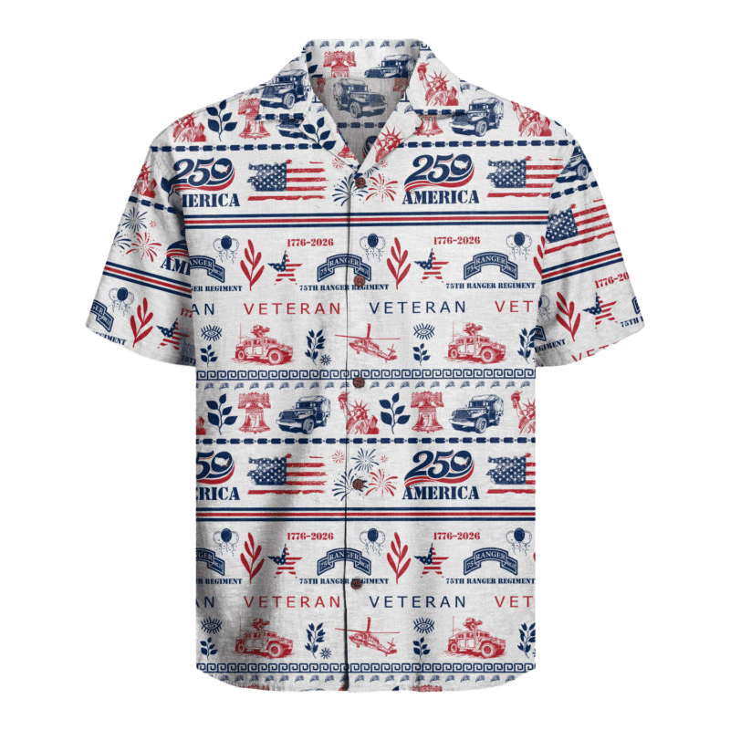 US Army 75th Ranger - America 250th Veteran Hawaiian Shirt