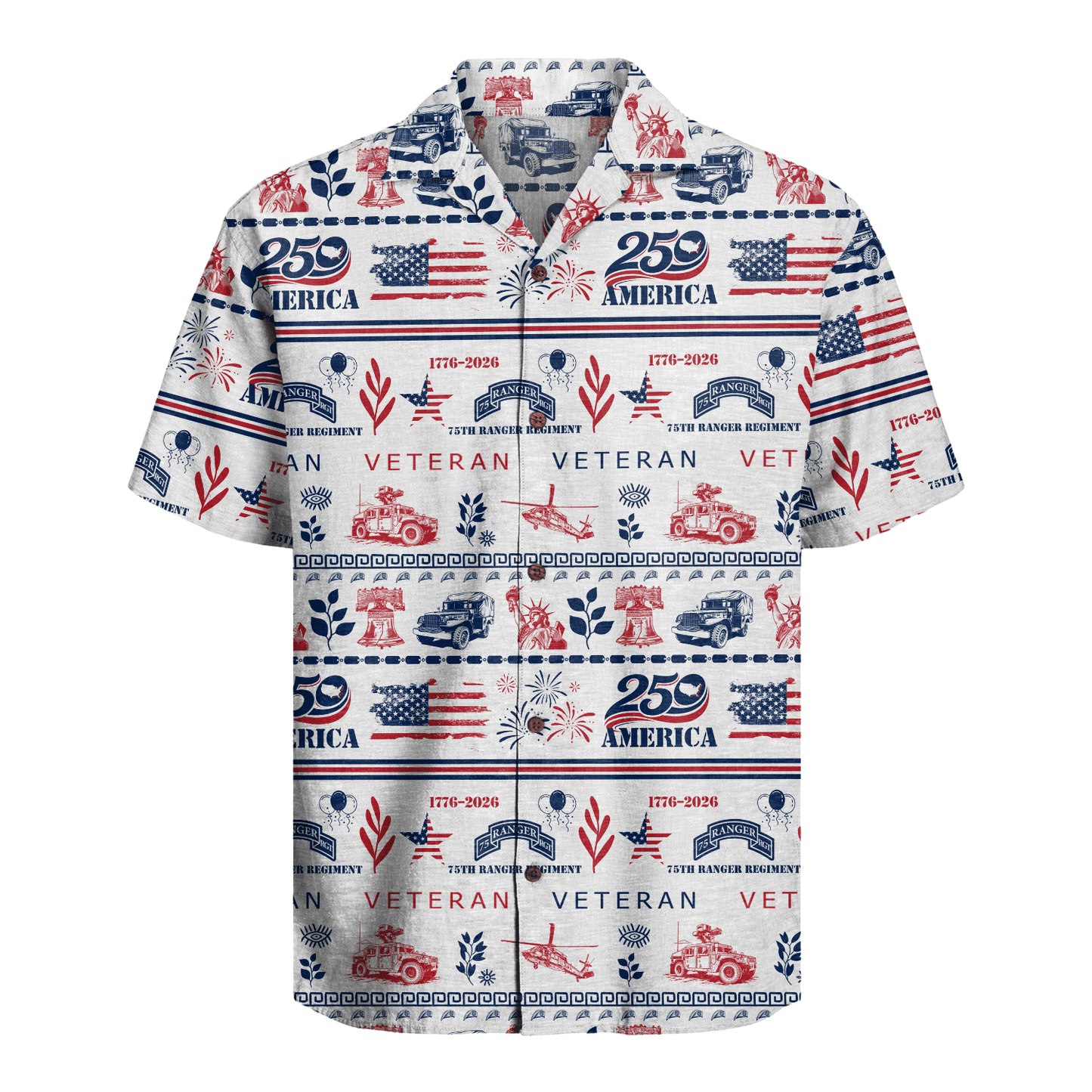 US Army 75th Ranger - America 250th Veteran Hawaiian Shirt