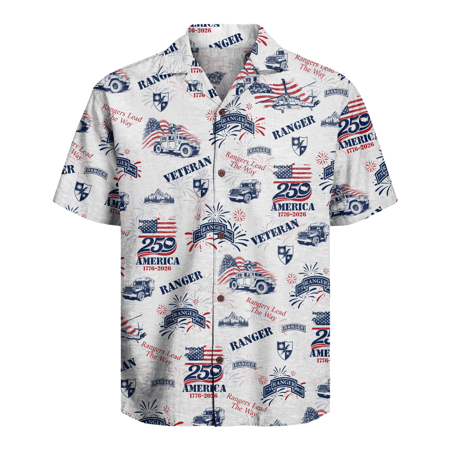 US Army 75th Ranger - America 250th Veteran Hawaiian Shirt