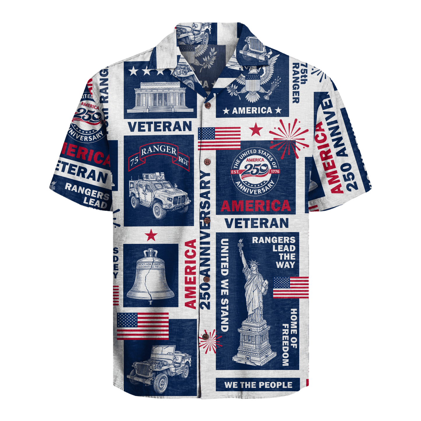US Army 75th Ranger - America 250th Veteran Hawaiian Shirt