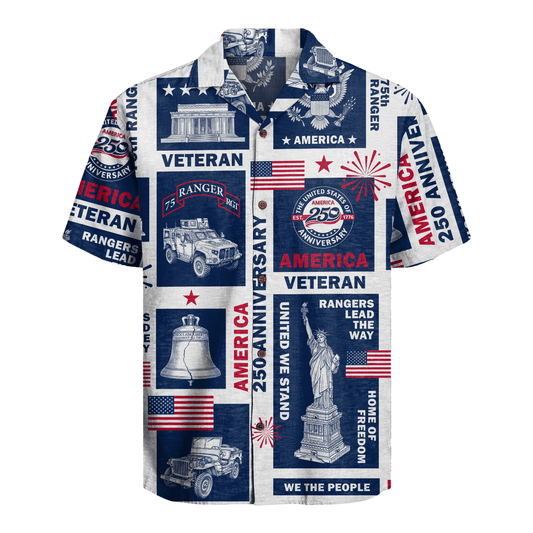 US Army 75th Ranger - America 250th Veteran Hawaiian Shirt