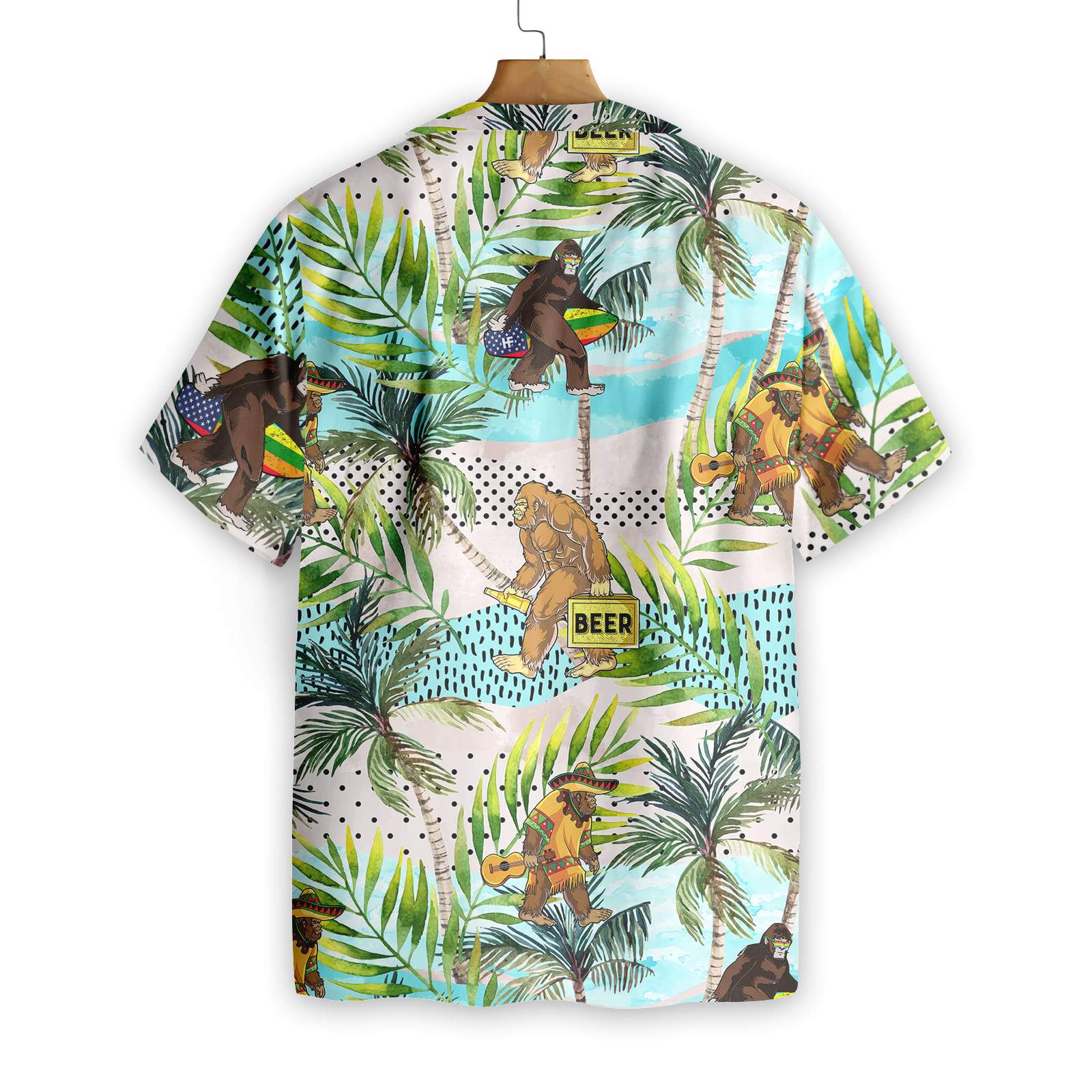 Bigfoot Hawaiian Shirt Bigfoot Summer Vacation Palm Tree Hawaii Aloha Shirt