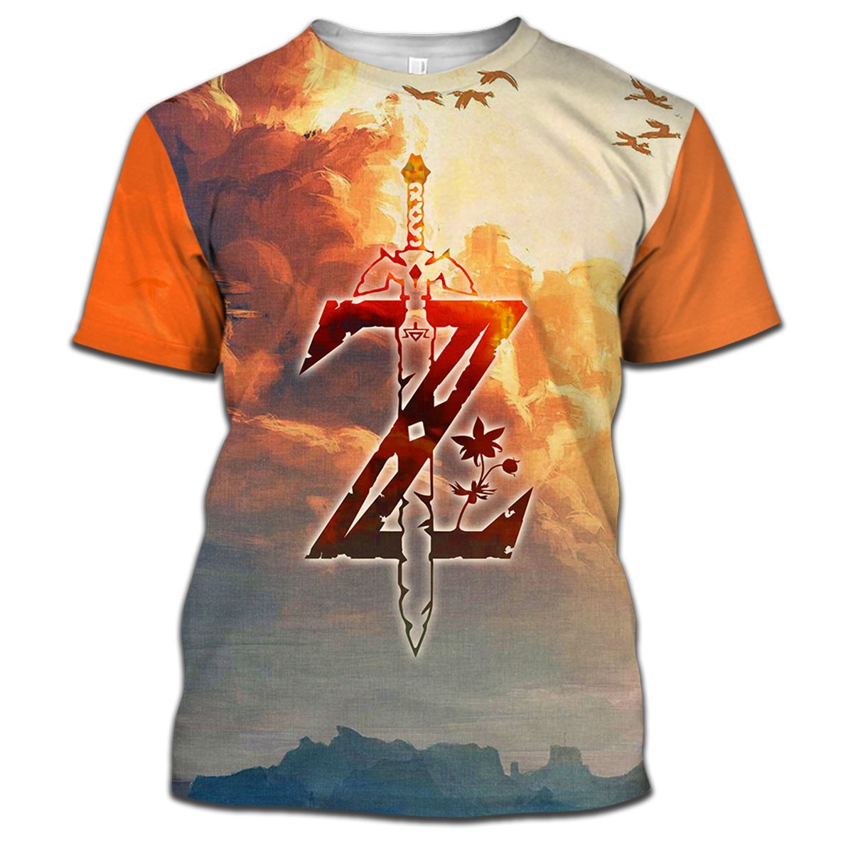 Legend Of Zelda Shirt Sunset On The Ocean Botw Z Logo T-shirt Legend Of Zelda Hoodie