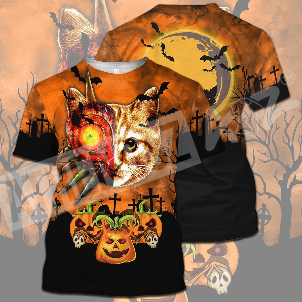 Legend Of Zelda Cat Shirt Cat With Majora's Mask Halloween Pumpkin T-shirt Legend Of Zelda Hoodie