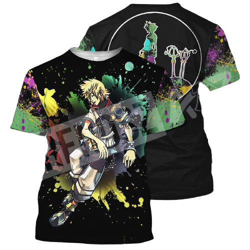 Kingdom Hearts T-shirt Sleeping Ventus Watercolor Splatter Green Black T-shirt Hoodie