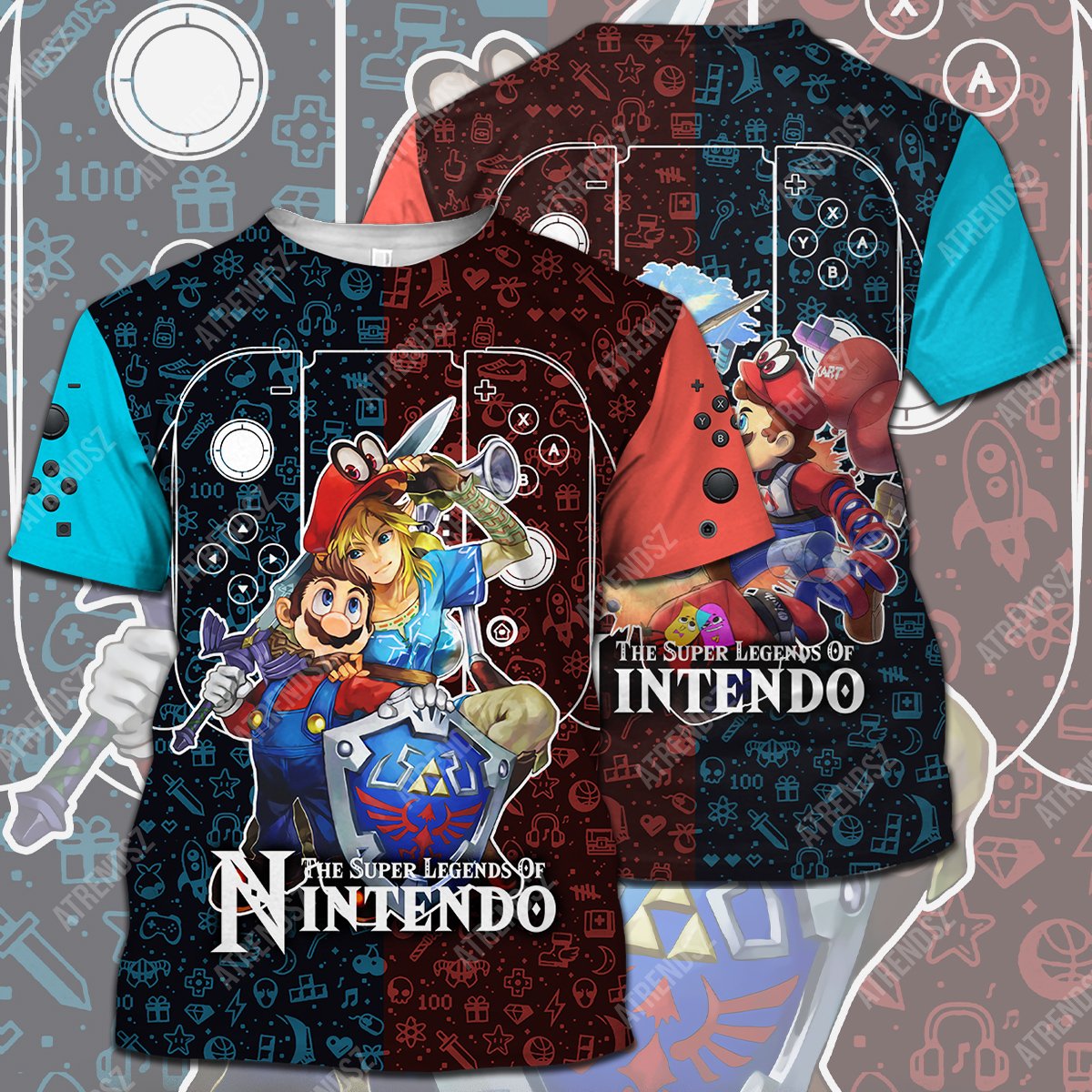 Legend Of Zelda Mario T-shirt Crossover Nintendo Link Mario T-shirt Legend Of Zelda Hoodie