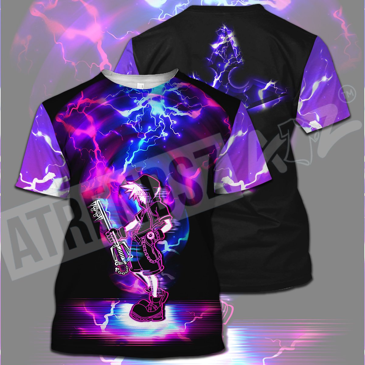 Kingdom Hearts T-shirt Sora Thunder Kingdom Hearts Nobody Symbol Purple Black T-shirt Hoodie