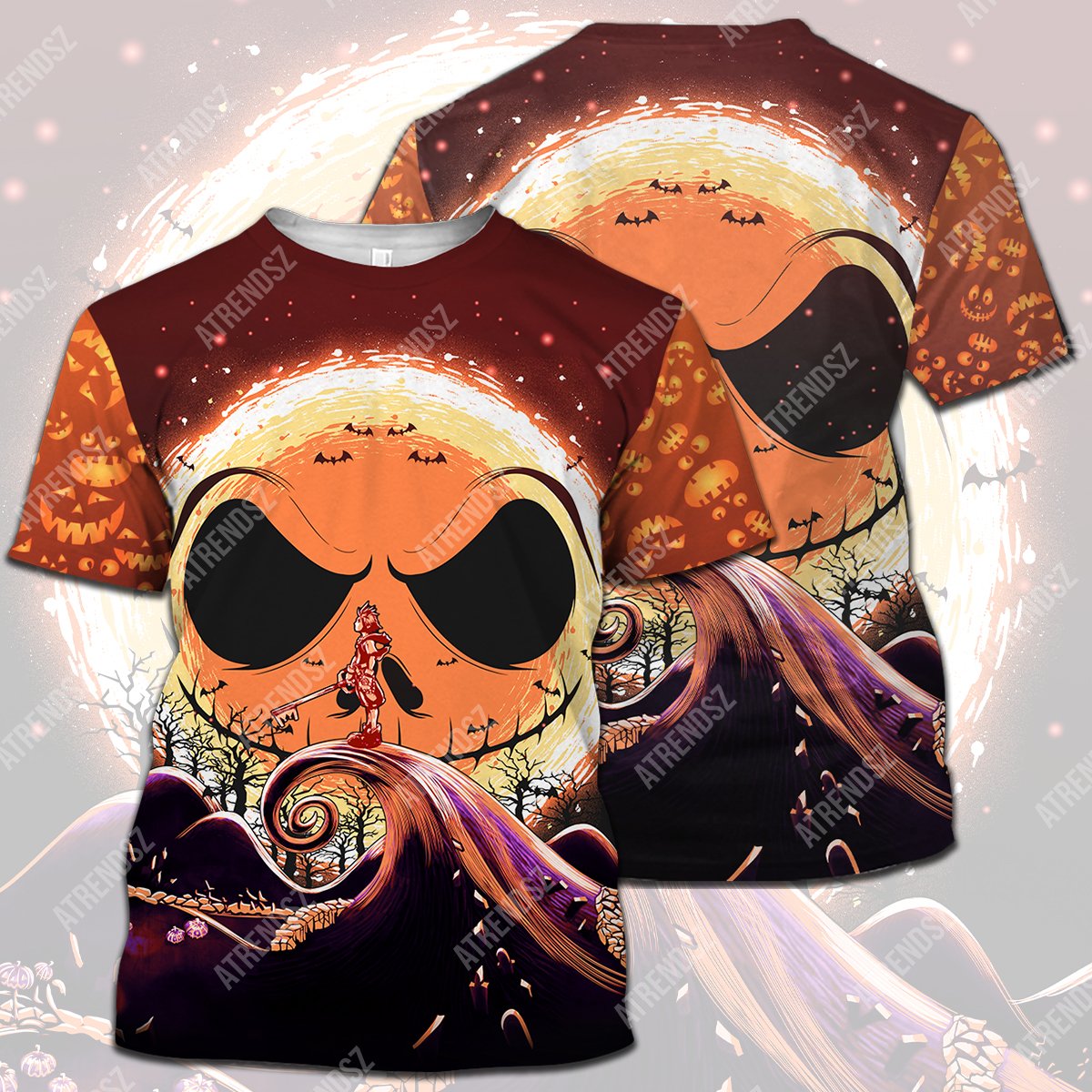 Kingdom Hearts T-shirt Sora Nightmare Before Christmas Background Halloween T-shirt Hoodie