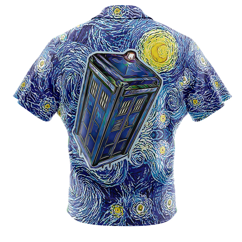 Tardis Starry Night Doctor Who Button Up Hawaiian Shirt