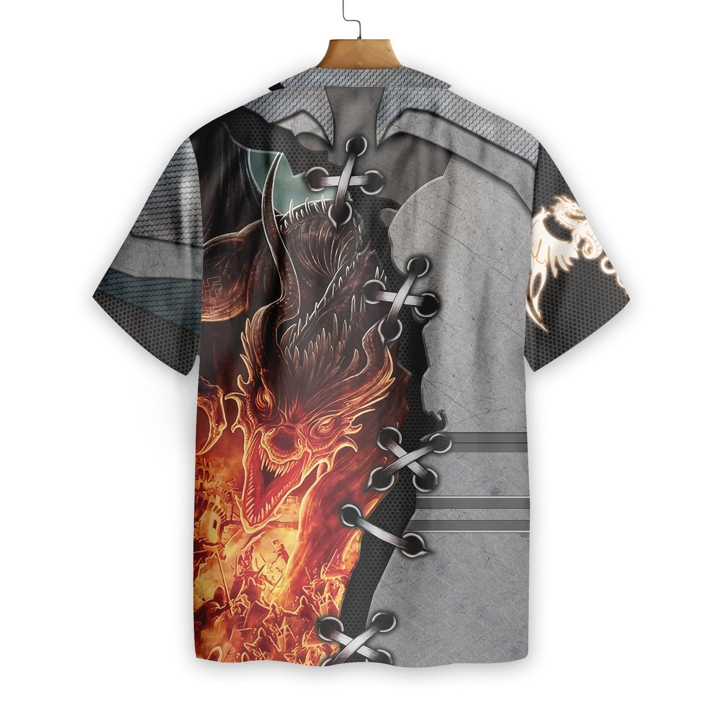 DnD Hawaii Shirt Fire Dragon Stitches Grey Hawaiian Aloha Shirt
