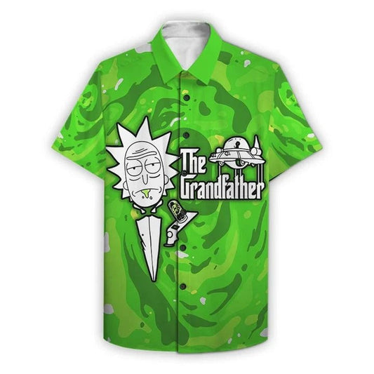 NoClaws Rick and Morty Hawaii Shirt The Grandfather Rick And Morty Aloha Shirt Green Unisex Adults New Release