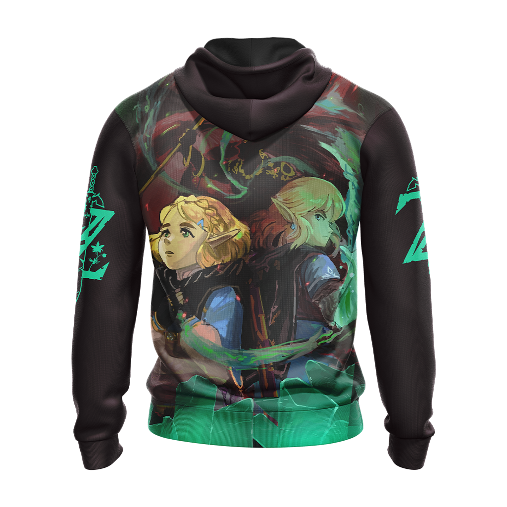 The Legend Of Zelda Hoodie Link Zelda And Ganondorf Graphic T-shirt Black Green Unisex