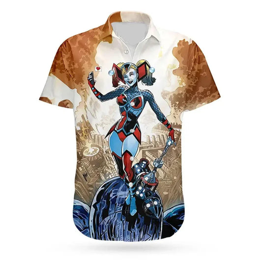 Harley Quinn Hawaii Shirt DC Harley Quinn Top Of The World Hawaiian Shirt Colorful Unisex