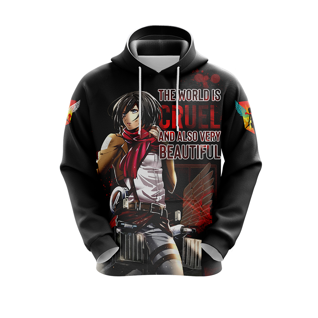 Attack On Titan Hoodie The World Is Cruel And Also Very Beautiful Hoodie Black Unisex