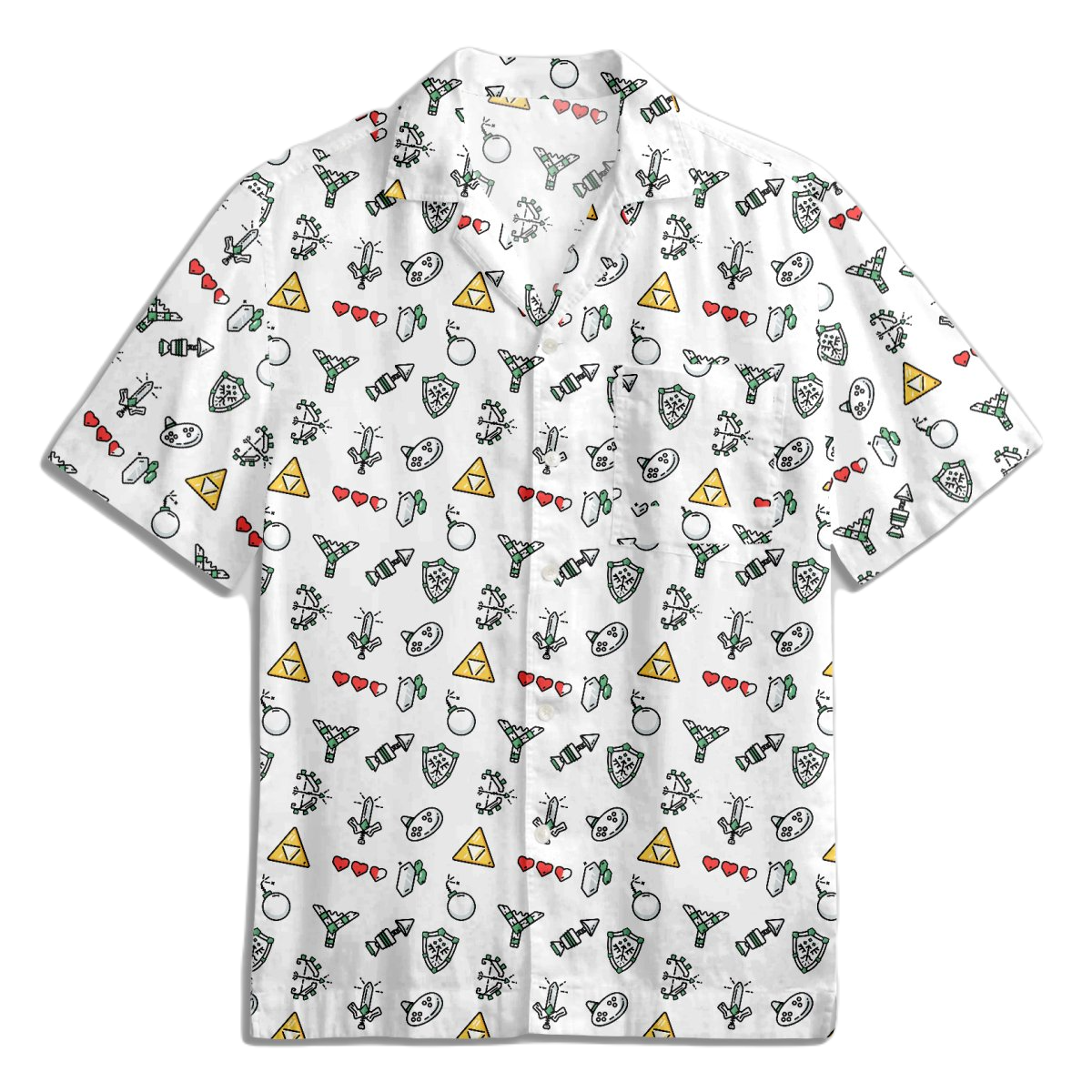 NoClaws Legend Of Zelda Hawaii Shirt Legend Of Zelda Items Pattern Hawaiian Shirt White Unisex
