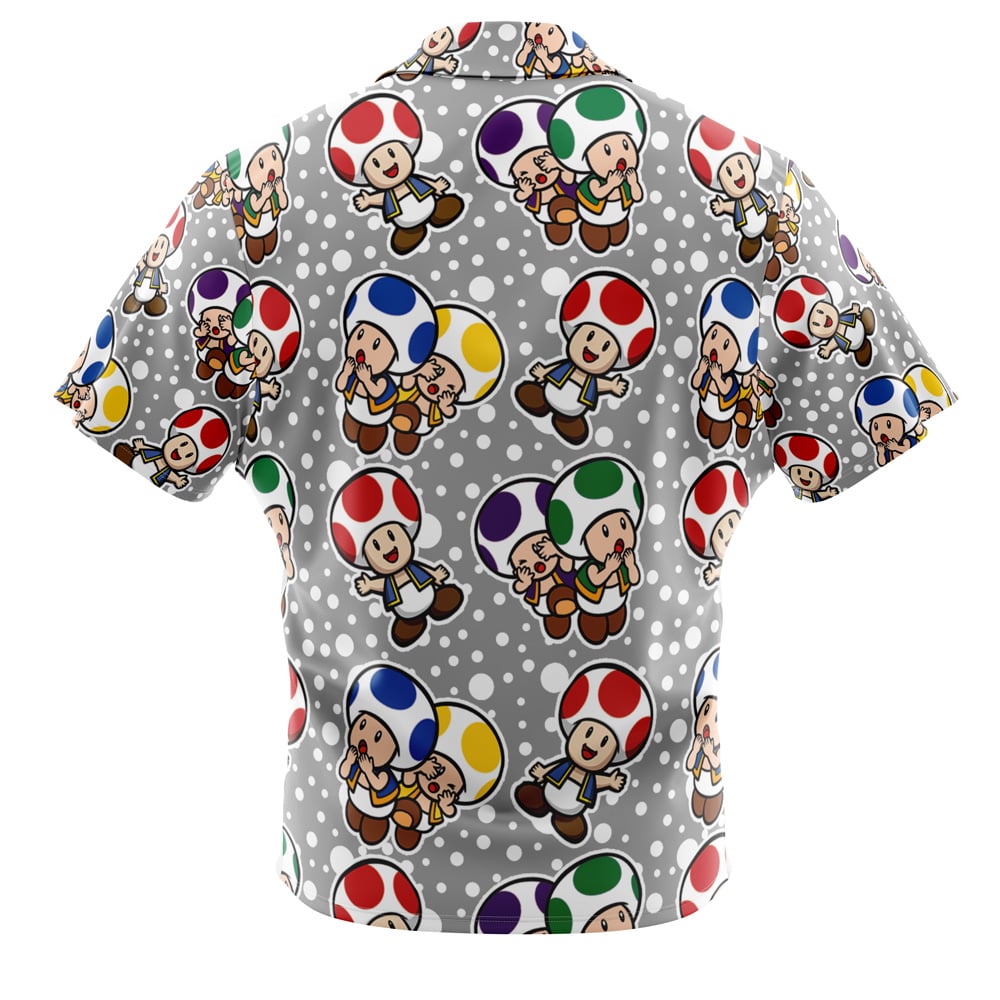 Toad Super Mario Bros Button Up Hawaiian Shirt