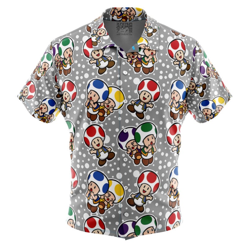 Toad Super Mario Bros Button Up Hawaiian Shirt