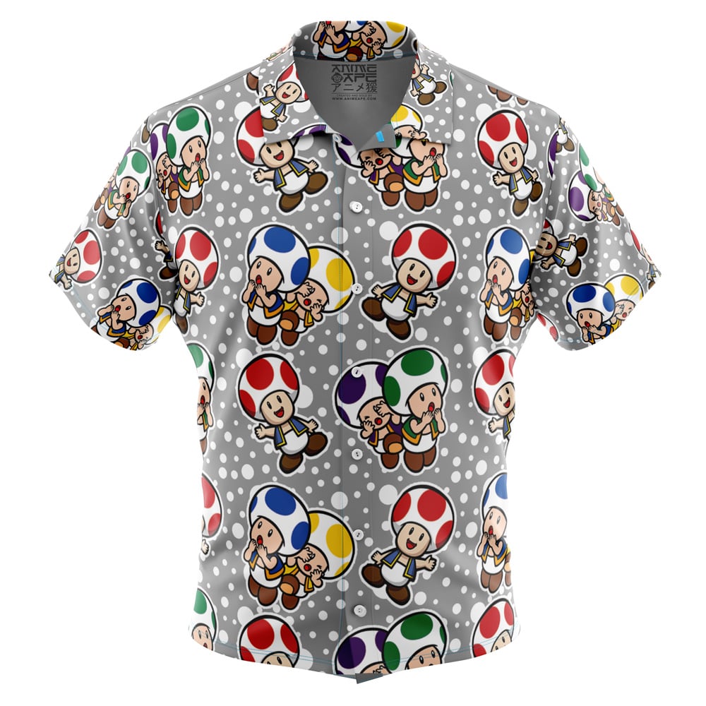 Toad Super Mario Bros Button Up Hawaiian Shirt
