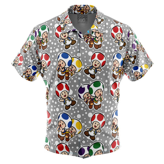 Toad Super Mario Bros Button Up Hawaiian Shirt