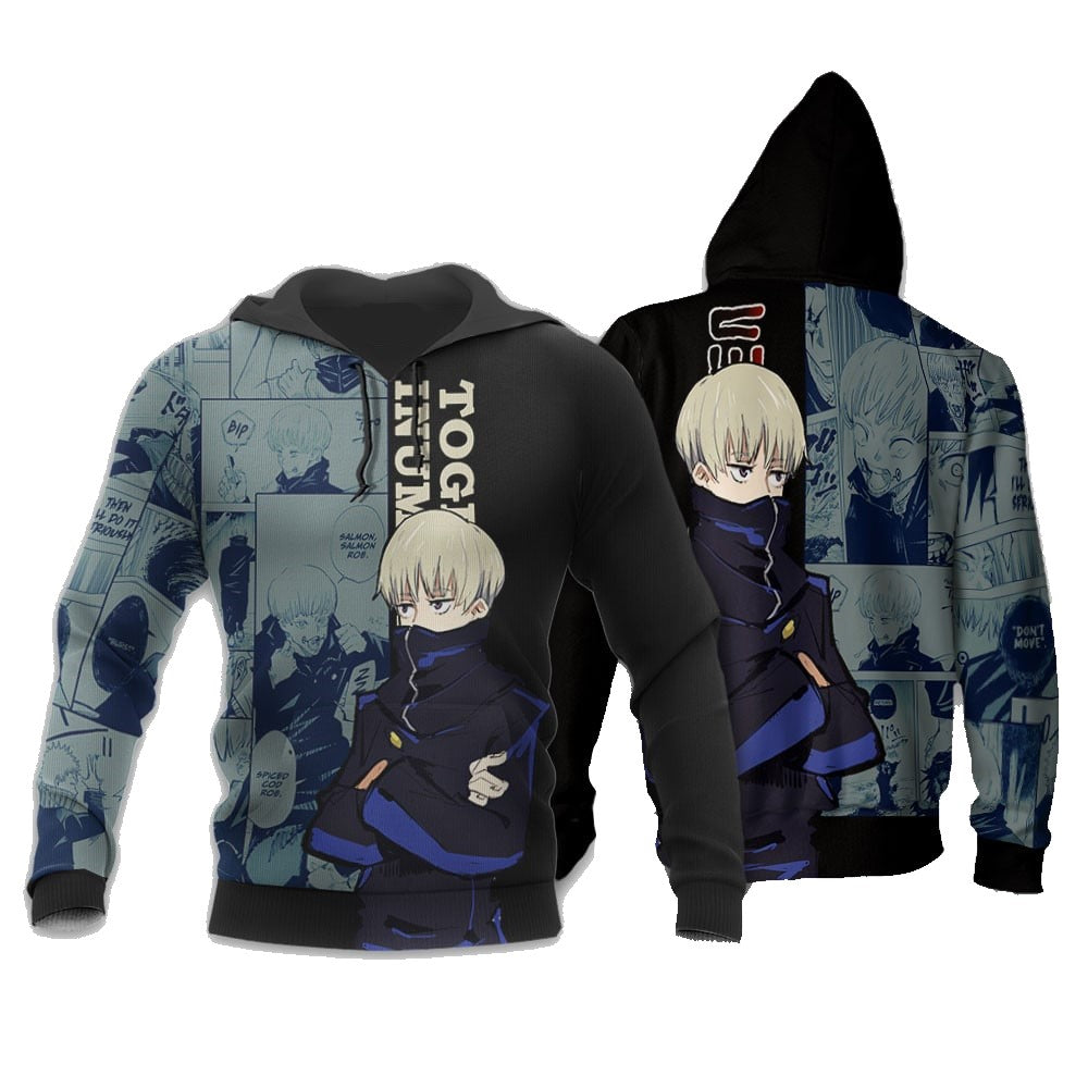 Jujutsu Kaisen Hoodie Toge Inumaki Graphic Manga Style Hoodie Black Unisex