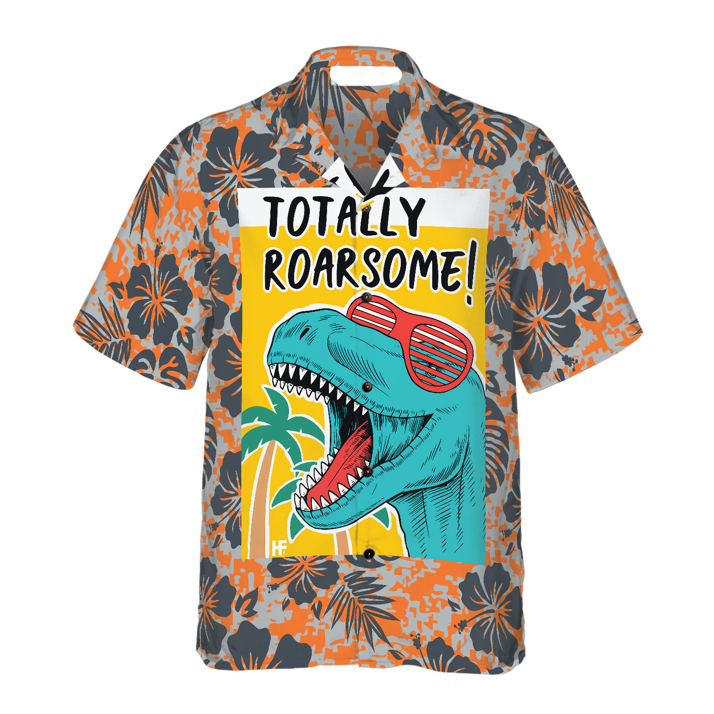 NoClaws Dinosaur Hawaii Shirt Totally Roarsome T-Rex Dinosaur Hawaiian Shirt Orange Unisex