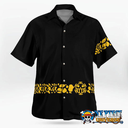 Black One Piece Trafalgar Law Coat Hawaii Shirt Pattern For Sale | One Piece Universe Store