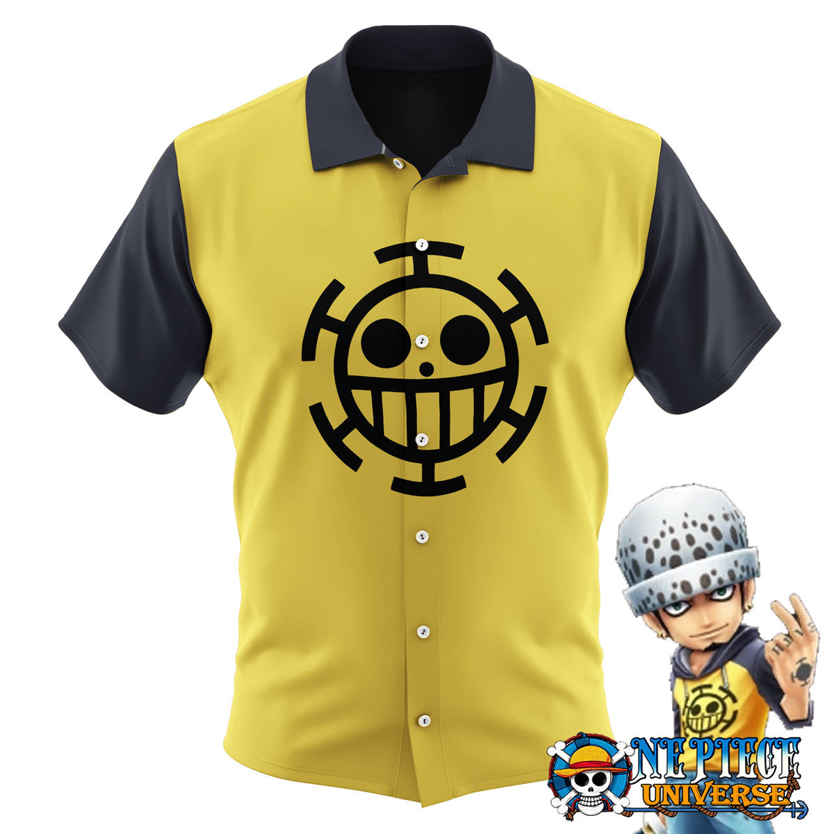 One Piece Trafalgar Law Yellow Hawaii Shirt For Sale | One Piece Universe Store