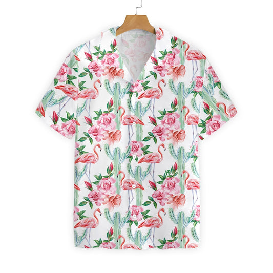 Gifury Flamingo Aloha Shirt White Flamingo Cactus Hawaiian Shirt Flamingo Aloha Shirt 2022