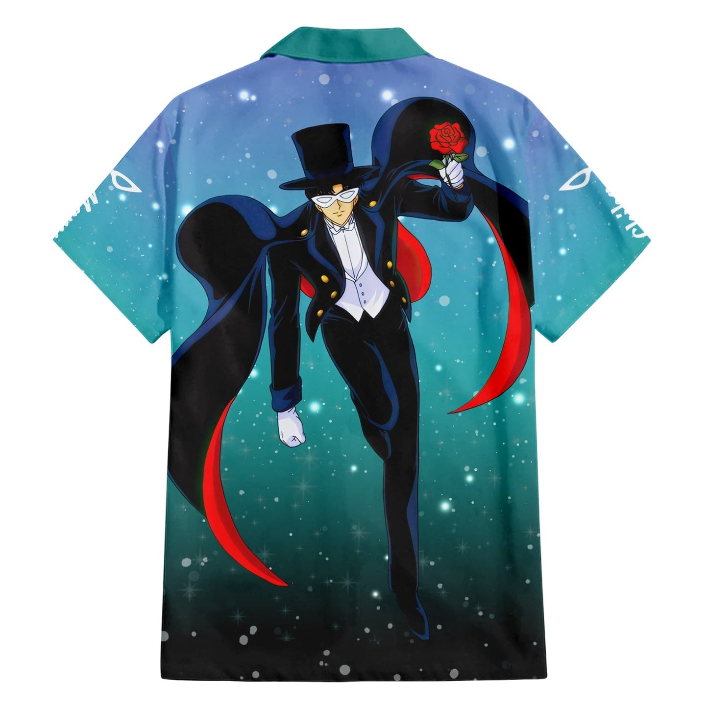 NoClaws NoClaws Sailor Moon Hawaii Shirt Sailor Moon Tuxedo Mask Graphic Hawaiian Shirt Black Blue Unisex